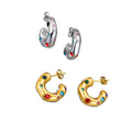 Titamuim Stainless Steel Designer Small C Hoops With Cubic Zircon Anti-allergic Earring Jewelry Zirconia Earring