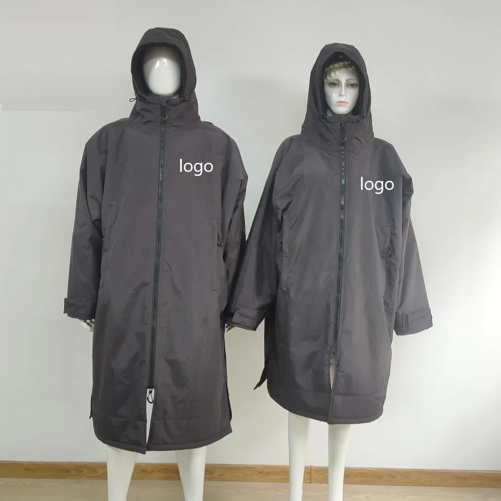 Factory Custom Winter Windproof Waterproof Dry Surfing Robe Thicker Sherpa Fleece Changing Robe Hooded Poncho Coat