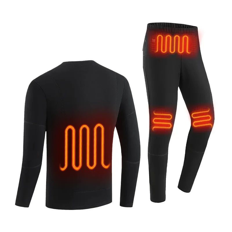 Men Women Electric Heated Thermal Underwear Set USB Rechargeable Heated Long Johns Fast Heating Winter Base Layer OEM Factory