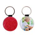 Personalized Gifts 2 Inches Round Blank One-sided Sublimation Blank Glitter Pu Leather Keychain for Sublimation