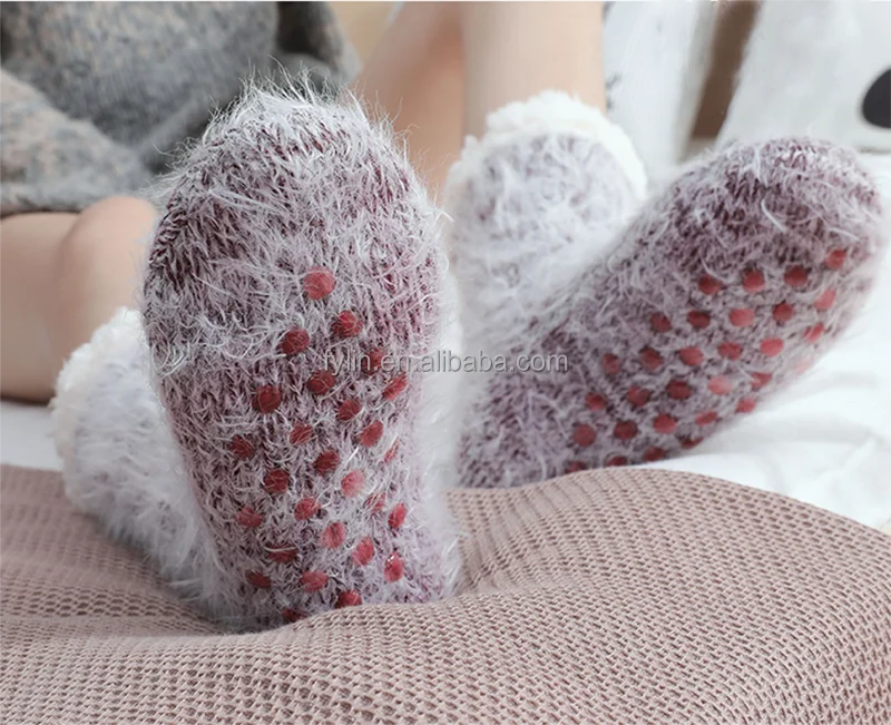 Super Soft Fluffy Double Layer Slipper Ski Thermal Slouch Crew Socks with Quick Dry & Breathable Features for Winter