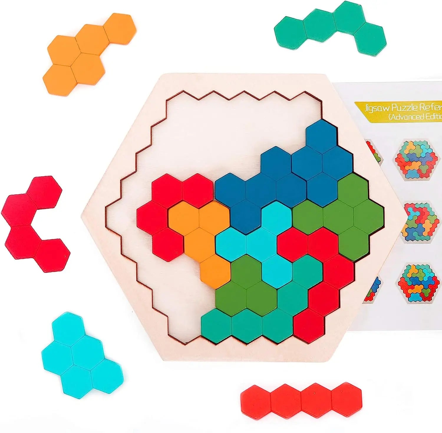 Hot Selling Hexagon Preschool Educational Toys Wooden Jigsaw Puzzle for Children Kids