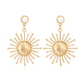 2022 New Arrival Vintage Temperament Pearl Earrings Personality Gold Plated Sun Flower Earrings for Women Girls