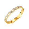 New Trendy Vintage Stainless Steel Hollow Inlaid Zircon Bangle Jewelry Gold Plated Cubic Zirconia Bracelet for Women