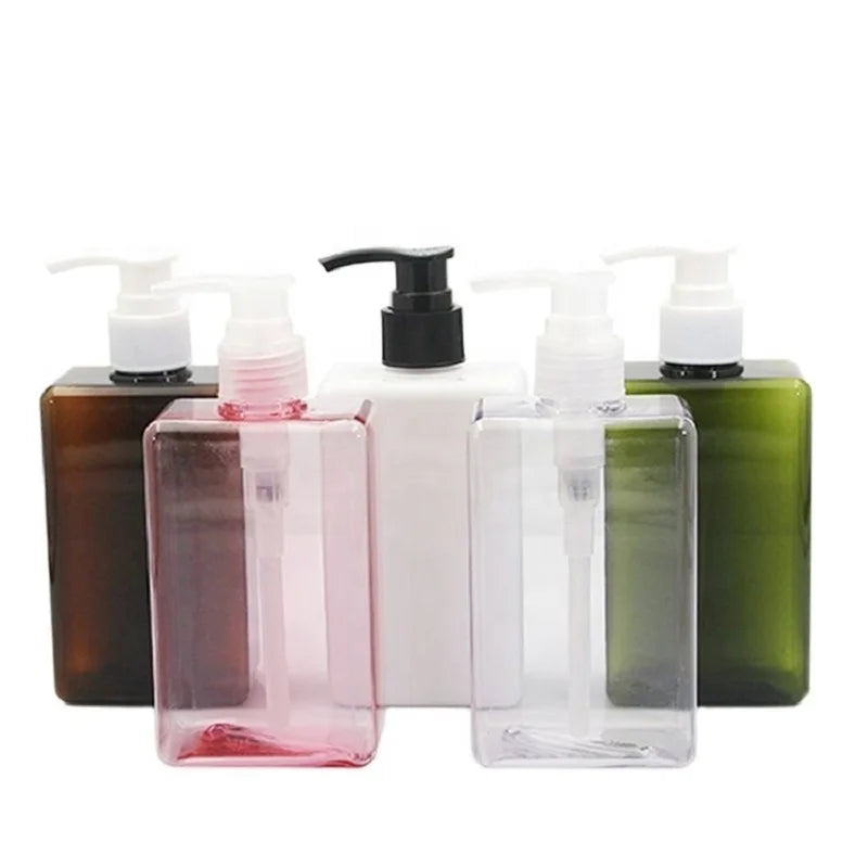 300ML Lotion Pump Bottle PETG Square Shower Gel Shampoo Dispenser Cosmetic Emulsion Empty Bottle for Skin and Hair Lotion