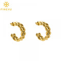 New Waterproof Tarnish Free Fashion Jewelry Custom Hypoallergenic Gold Plated Thick Twist Stainless Steel Hoop Earrings