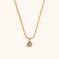 Dingran New Design Stainless Steel Jewelry Round Natural Stone Necklace Gold Plated Beaded Necklaces