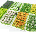 28pcs Artificial 10-11mm Static Grass Bush Flower Miniature Architecture Ho Scale Model for Ho Scale Train