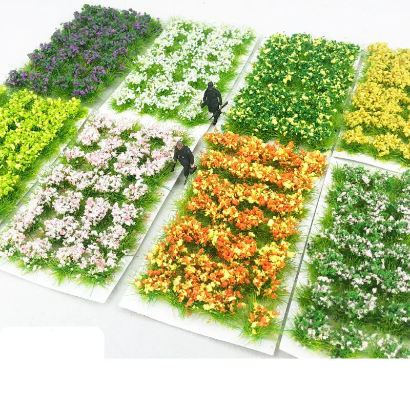28pcs Artificial 10-11mm Static Grass Bush Flower Miniature Architecture Ho Scale Model for Ho Scale Train