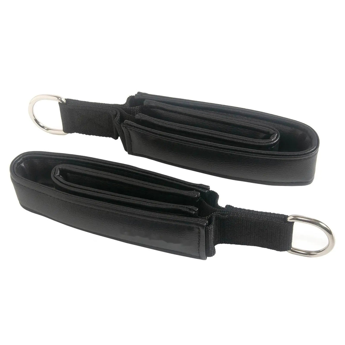 Vinyl Double Loop Straps Pilates Reformer Accessory Black Leather Pilates Reformer Loop Strap