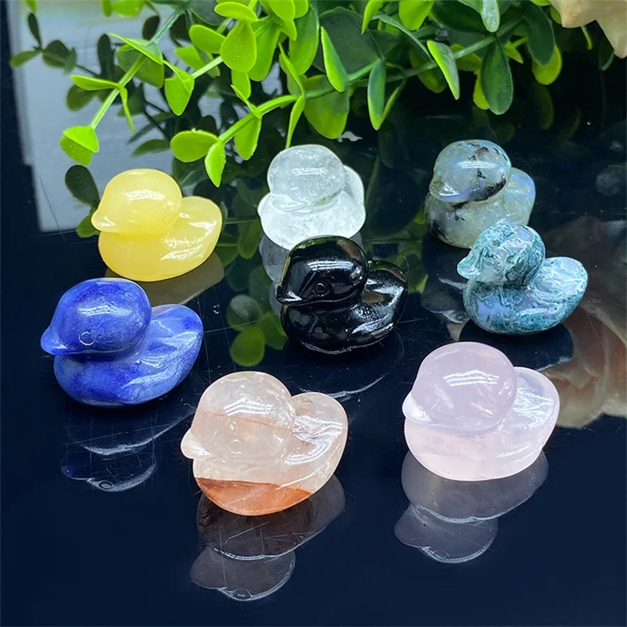Wholesale Natural Hand Carved Healing Gemstone Crafts Cute Animal Crystal Duck for Home Decoration Gifts
