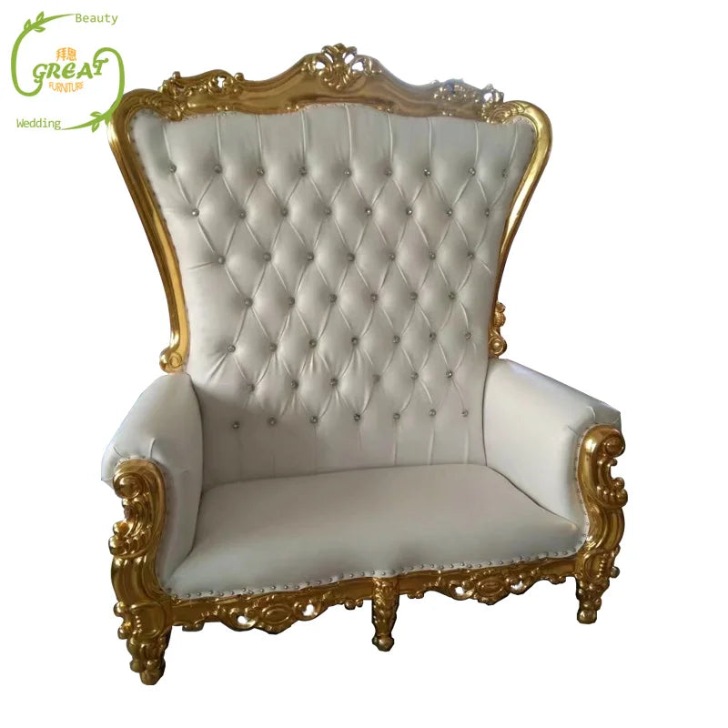 Great Foshan Factory Gold Frame White Living Room Furniture Sofa Chair