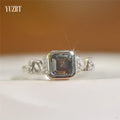 Classic 925 Silver 1 Ct Excellent Cut Pass Diamond Test Princess Square Gray Moissanite Ring for Women Wedding Gift Fine Jewelry