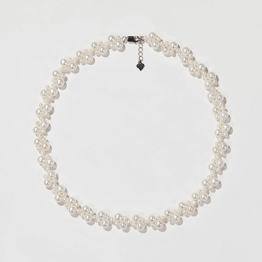 Luxury Bespoke 925 Sterling Silver AAAA Freshwater Pearl Beaded Necklace - French Clavicle Choker necklace jewelry pearl 925 si