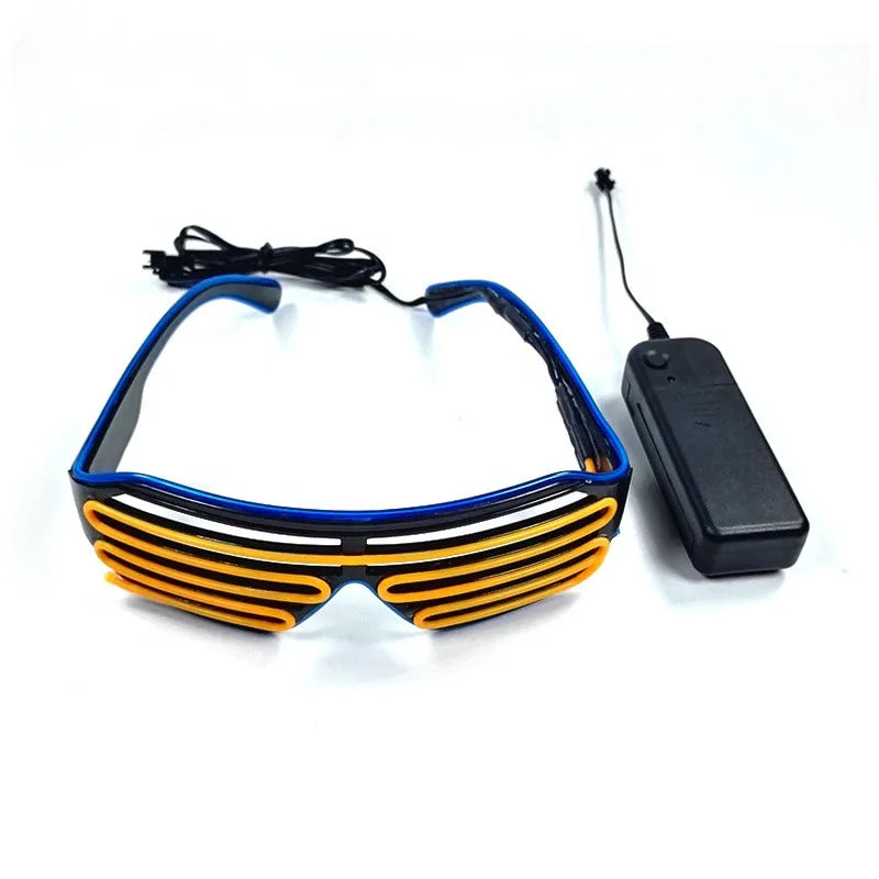 Glow Shutter Neon Rave Flashing Glasses El Wire LED Sunglasses Light up DJ Costumes for Party