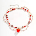 Gothic Style Sweet Cross Strawberry Pendant Necklace Fashion Luxury Pearl Tassel Necklace for Women