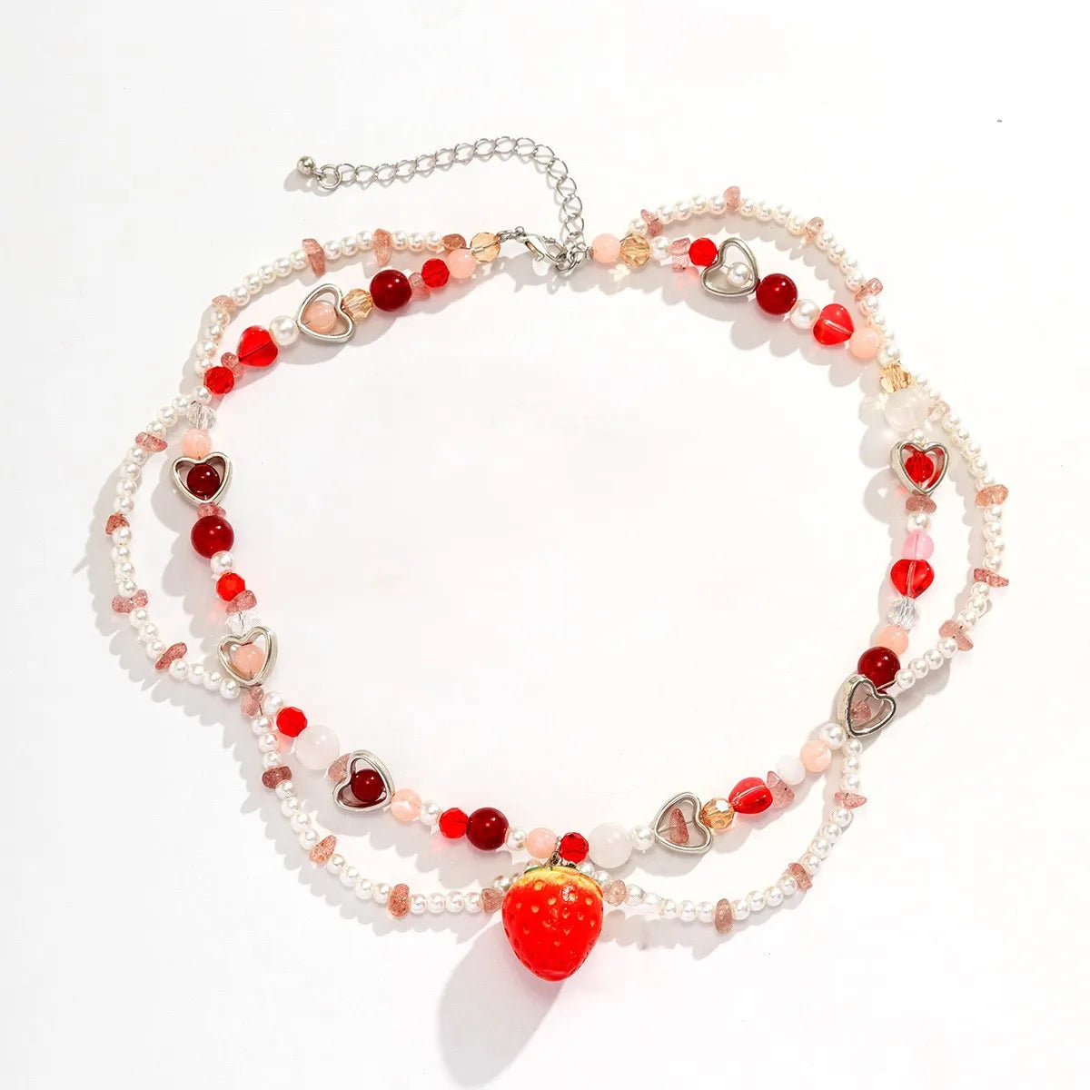Gothic Style Sweet Cross Strawberry Pendant Necklace Fashion Luxury Pearl Tassel Necklace for Women