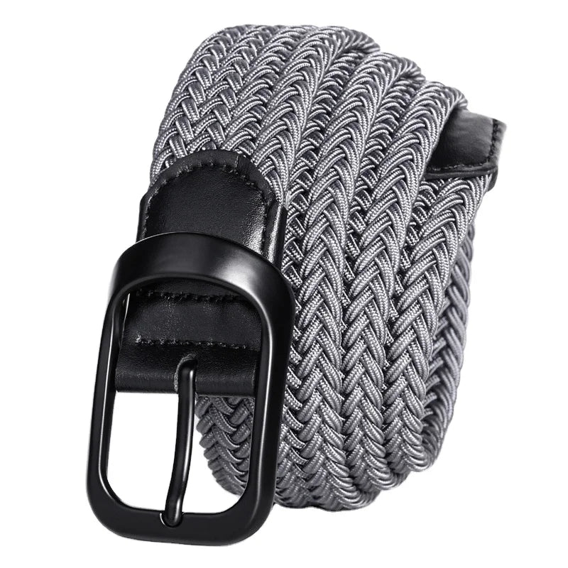 Wholesale 3.4cm Wide Men's Elastic Braided Belt Mixed Colored Woven Golf Belts for Man
