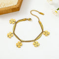 Fashionable Vintage Geometric Gold Plated Titanium Steel Non-Fading Personalized Four-Leaf Clover Pendant Snake Bone Chain Link