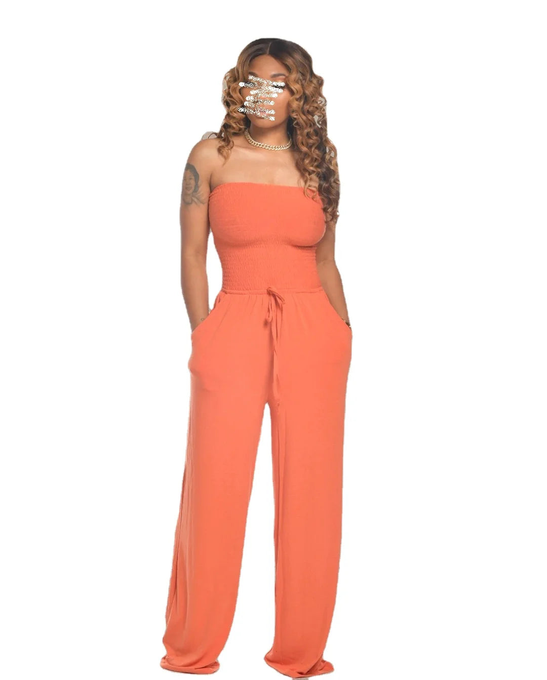 S-XXL Loose Summer Women's New Fashion Casual Jumpsuits Rompers Sleeveless Strapless Wide Leg Bandage Outfits for Night Club