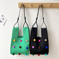 Sweet Colored Hairball Wool Material Knitted Women Knitting Tote Handbag Purse Fur Handmade Crochet Knot Wrist Bag
