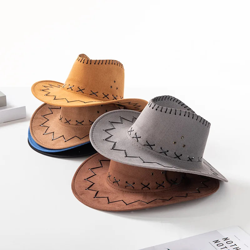 Cowgirl Hats for Women Outdoor Wide Brim Faux Leather Black White Pink Men Wide Brim Beach Travel Cap Beach Cowboy Hat Fedora