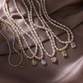 Customized New Designer Retro Baroque Pearl Necklaces Elegant Teardrop Diamond Zircon Stone Rice Freshwater Pearl Necklace