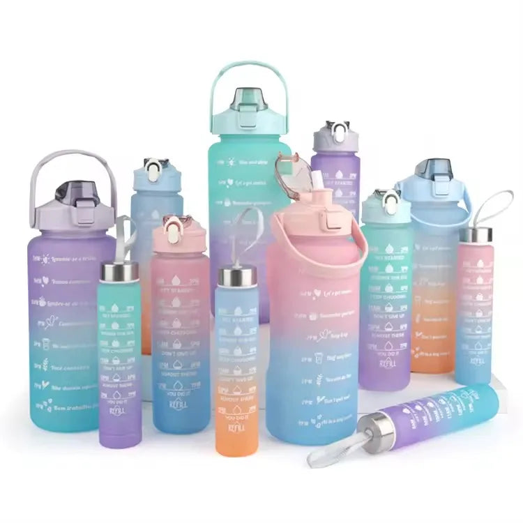 2000ml Gallon Leak Proof Eco-Friendly Sports Plastic Water Bottle with Time Marker & Reminder for Gym Fitness Travel
