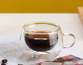 Set of 4 Vintage Double-Walled Insulated Glass Mugs-Portable Transparent Coffee/Cocktail/Milk Mugs for Office Use