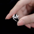 Trendy Adjustable Finger Minimalist Zirconia 925 Sterling Silver Summer Resizable butterfly Ring for Women