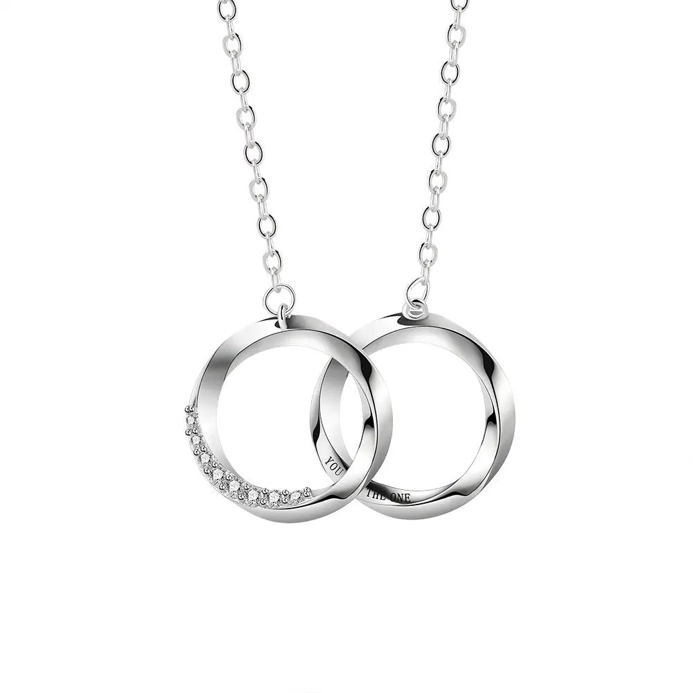 Trendy Silver Double Mobius Ring Couple Necklace Fashion Trend Long Distance Love Jewelry Gift