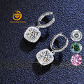 High Quality 925 Sterling Silver Women Earring Square 2 Carat Moissanite Earrings With Certificate