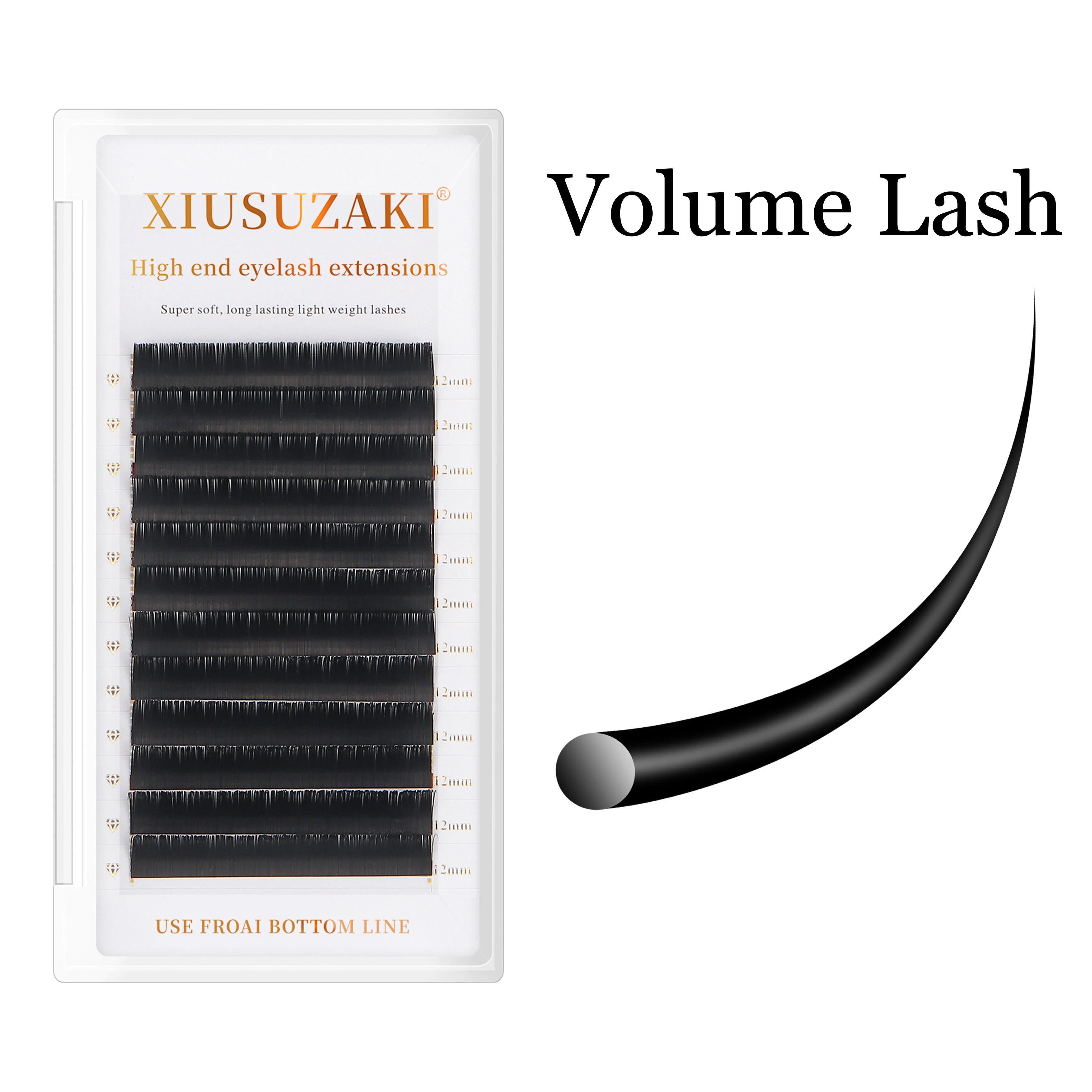 XIUSUZAKI Volume Professional Soft Mink Cashmere Lash Eyelash Extensions Trays Single Matte Black Individual Classic Lashes