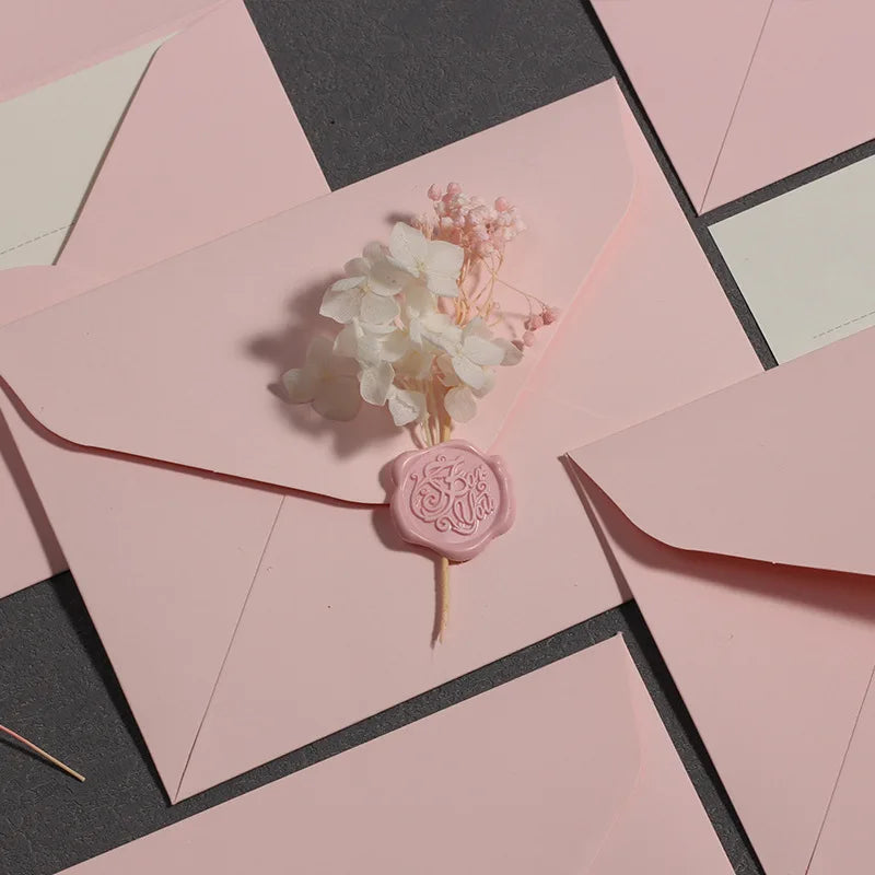 Luxury Romantic Cardboard Pink Paper Envelope  for Gift Jewelry Wedding Envelopes