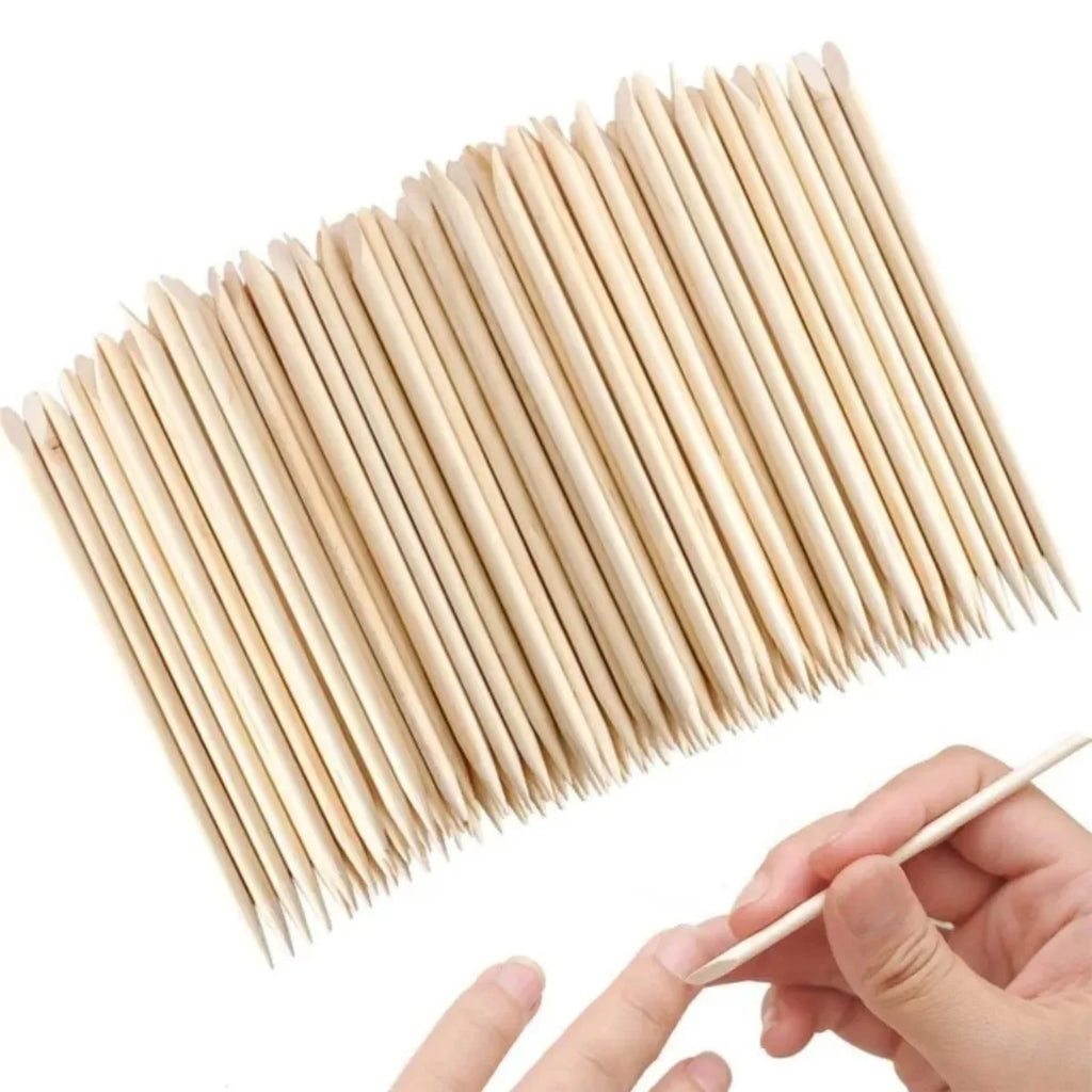 100pcs Nail Cuticle Pusher Wooden Design Drawing Painting Stick Remover Orange Wood Sticks for Nail Art Tools