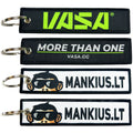 Custom Promotional Gift Double Side Woven Fabric Anime Keychain / Custom Cartoon Style Woven Key Ring