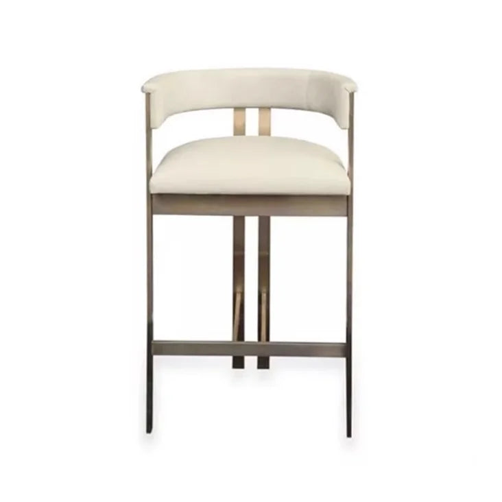 Modern Luxury Stainless Steel Bar Chairs for Dining High Stools Leather Backed for Hotel Restaurant Home Vintage Living Room