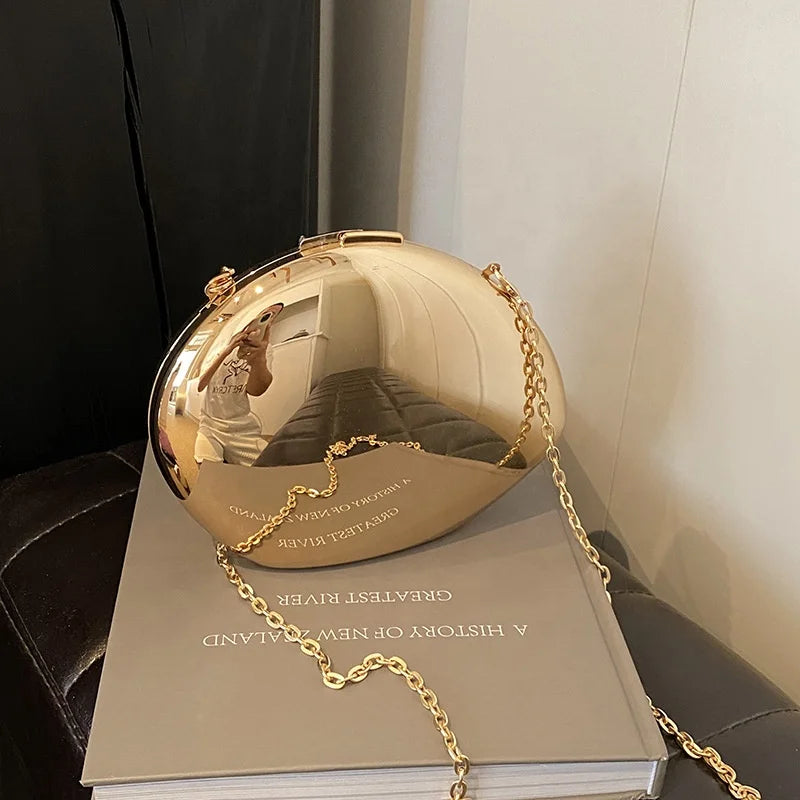 2025 New Fashion Summer Party Purse Clutch for Women Hot Gold Aluminum Foil Purses Chain Shoulder Unique Designer Clutch Bags