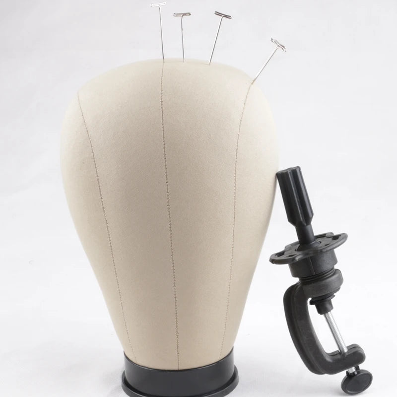 XUCHANG HARMONY 10 Sets Cork Canvas Block Wig Head With Stand Holder and T Pins for Making Wigs DHL 1 Carton = 10 Sets