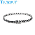 925 Sterling Silver Hip Hop Iced Out Black Round Brillant Moissanite Tennis Chain Bracelet Synthetic Diamond Jewelry