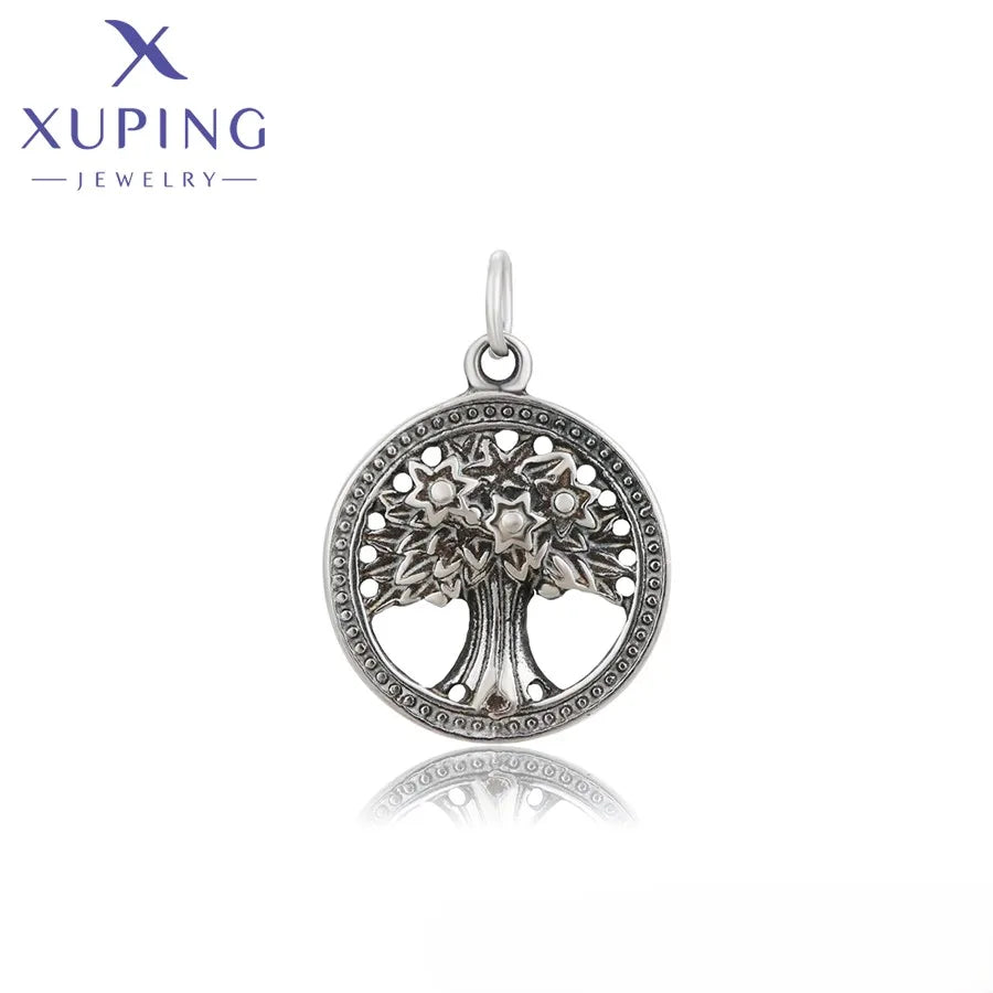 33650 XUPING JEWELRY Black Gun Color Dainty Stainless Steel Tree Neutral Custom Hip Hop Fashion Jewelry Pendant Charms