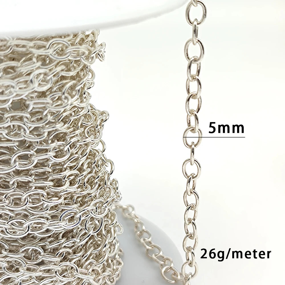 Unfinished Semi-finished Chain Roll 925 Sterling Silver Chains 5mm Thicker Making Necklace Bracelet for Women Men Jewelry Chain