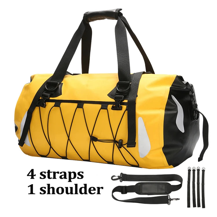Custom Size Color Logo 40L Roll Top Zipper Foldable Hiking Camping Outdoor Yellow Waterproof Dry Duffel Travel Bag
