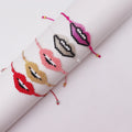 Latest Rainbow Miyuki Bracelet Seed Beaded Lip Charm Handmade Adjustable Jewelry for Women and Men Gift