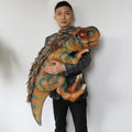 Dino City Animatronic Baby Dinosaur Hand Puppet with Feather Metal Construction for Indoor Use in Daycare & Kindergarten