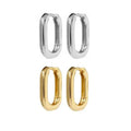 FUAMAY Oval Hollow Hoop Earrings 925 Silver Plain Hoop Earrings 18k Gold Plated for Women Solid Mini Oval Hoop Earrings