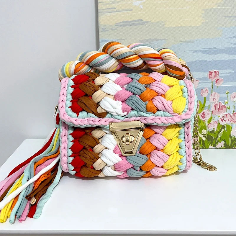 Fashionable Holiday Gift DIY High Quality Portable Durable Handmade Crochet Bag