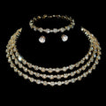 Rhinestone Chokers Wedding Necklace Earrings Bangles Sets Gift Elegant Silver Color Crystal Choker Bridal Jewelry Sets for Women