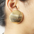 2024 New Arrival Fashion Jewelry Wholesale Chunky Hammered Pattern Round Earring Big Chubby Vintage Geometric Stud Earrings
