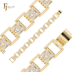FJ Fallon Fashion Jewelry Bracelets 14K Gold Two Tone Plated Brass Based